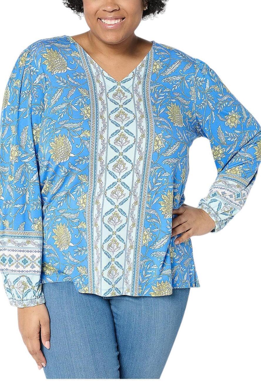 Belle Boho by Kim Gravel Women's Exotique Border Knit Blouse SanBlue - Regular